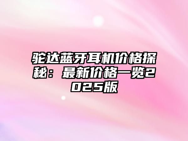 駝達(dá)藍(lán)牙耳機價格探秘：最新價格一覽2025版