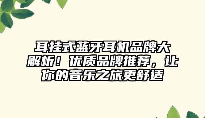 耳掛式藍(lán)牙耳機(jī)品牌大解析！優(yōu)質(zhì)品牌推薦，讓你的音樂(lè)之旅更舒適